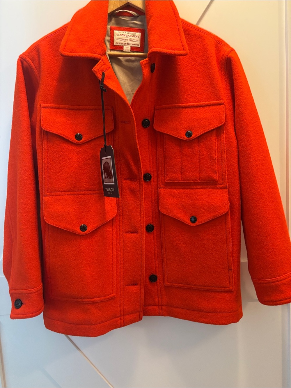 Beautiful Women’s Orange Filson Wool Cruiser Jacket